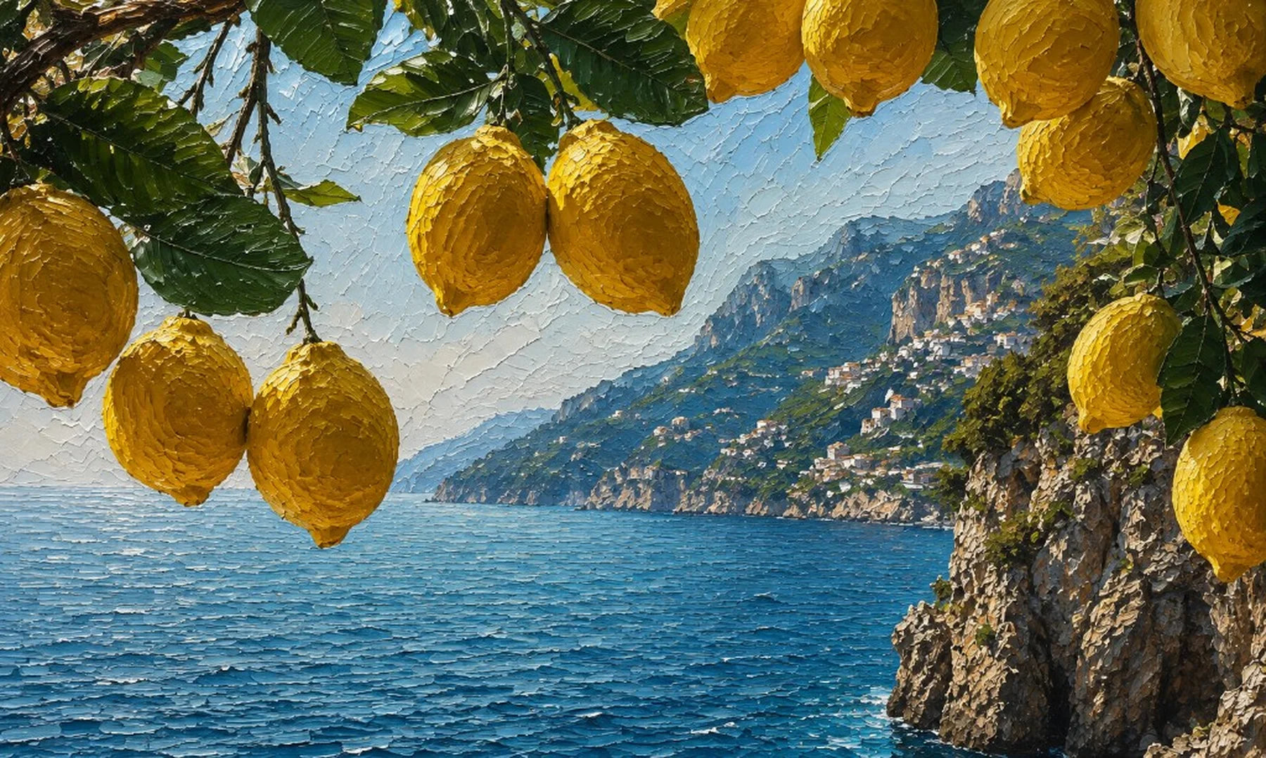 Panoramic impasto oil painting wallpaper