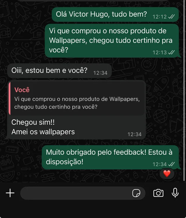 Happy customer message on WhatsApp