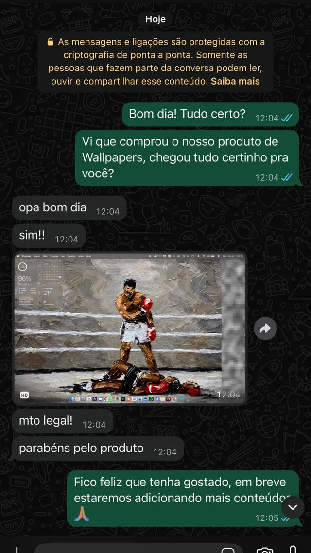 Happy customer message on WhatsApp