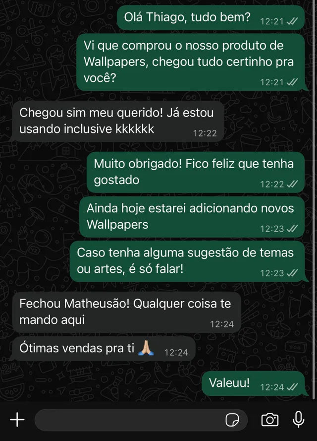 Happy customer message on WhatsApp